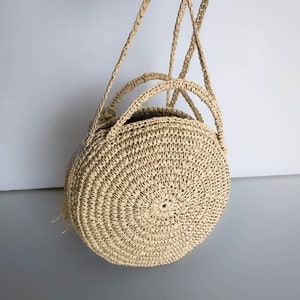 NATURAL Straw beach bag, Crossbody bag, boho straw bags, crochet beach bag, Hand crafted boho bag