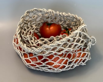 Large Linen produce bag, Reusable bag, veggie bag, fruits bag, Linen net bags, natural ecological produce sack,