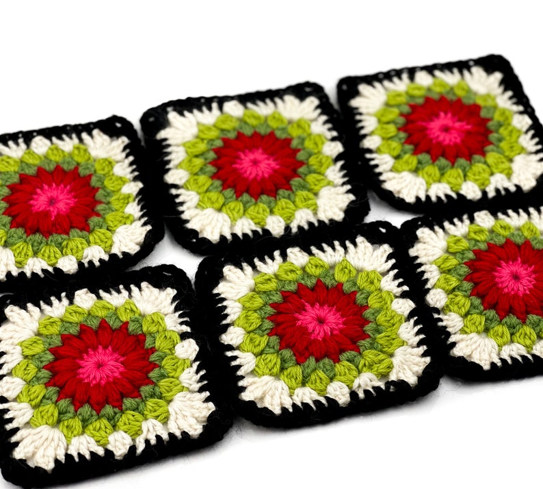 Granny Squares Ready Granny Squares Set of 6 Afghan Crochet Etsy