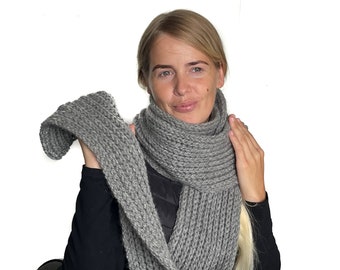 Wool Knit Scarf, Shawl Women, Men wool scarf, soft alpaca scarf, Chunky Scarf, Trendy winter scarf