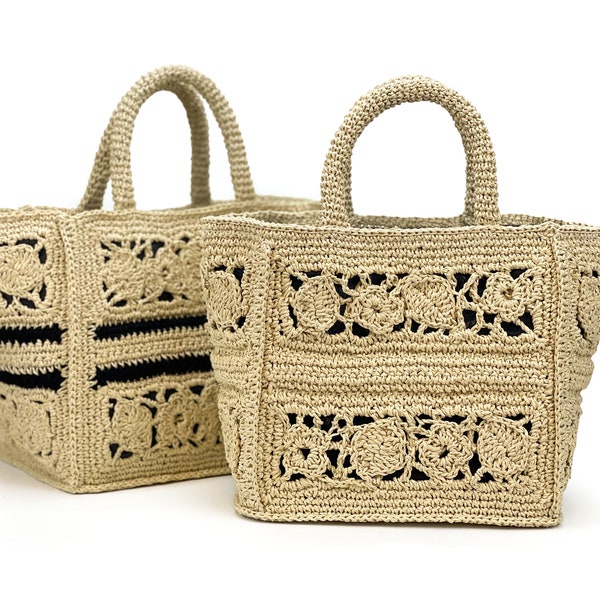 Sac en paille au crochet, sac en raphia paille, sac de plage, fourre-tout en raphia, panier de marché français, sac marocain sac en osier sac boho