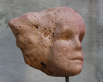 Head of "The Horror" ("La Frayeur/The Fright")-Limestone, reddened