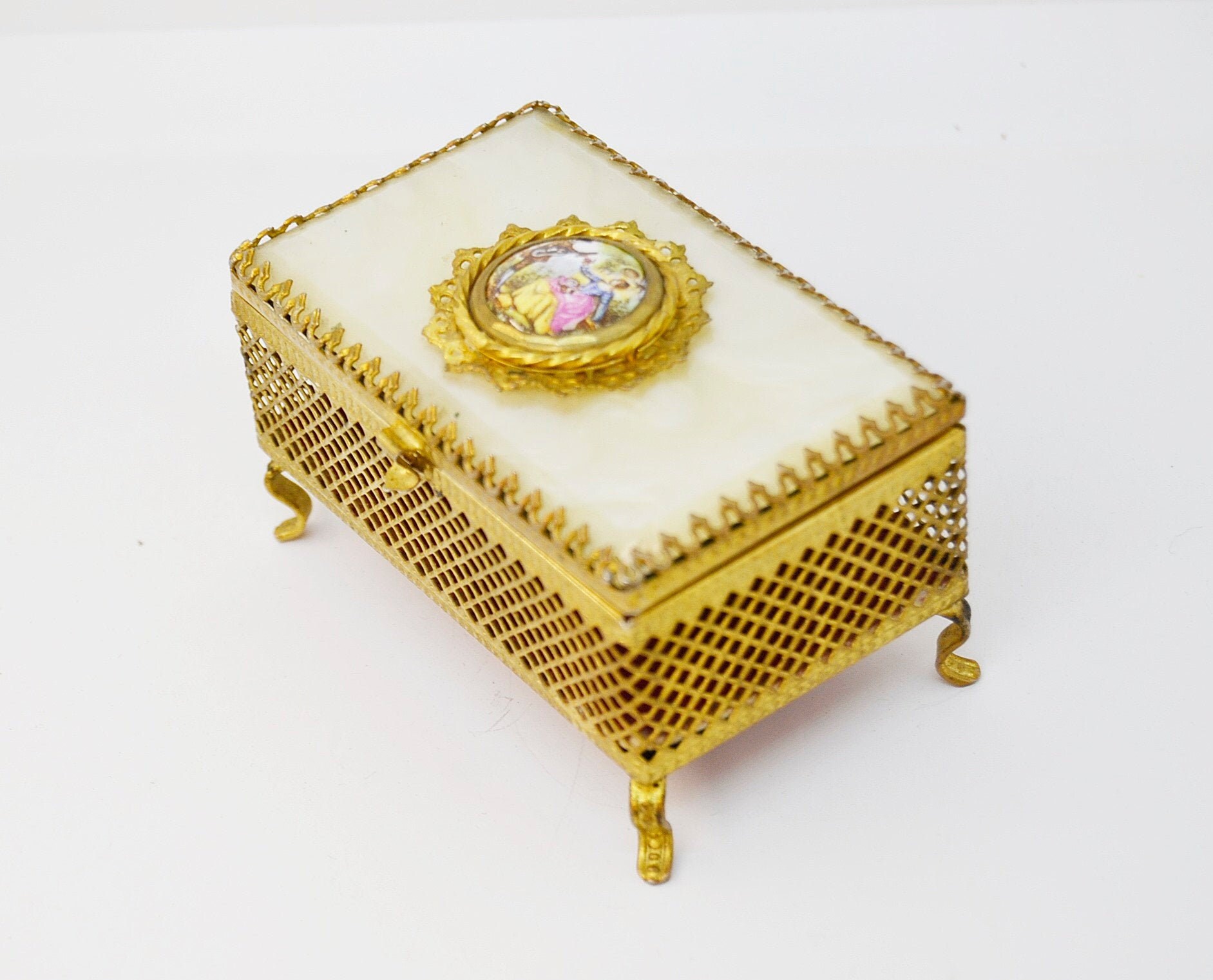 Fragonard Gold Jewelry Box, Jewelry Box, Cameo Box, Gold Jewelry