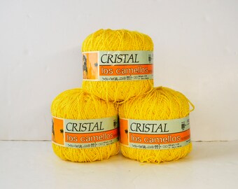 Vintage Yellow Acrylic Yarn Set - Made in Spain