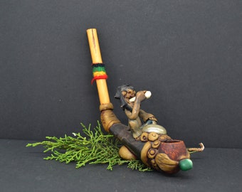 Handmade Bamboo Clay Pipe: Unique Decorative Smoker Gift