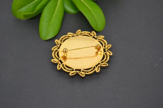 Broche Vintage Or - Décor Feuillage Finement Travaillé - Pièce Unique 3309