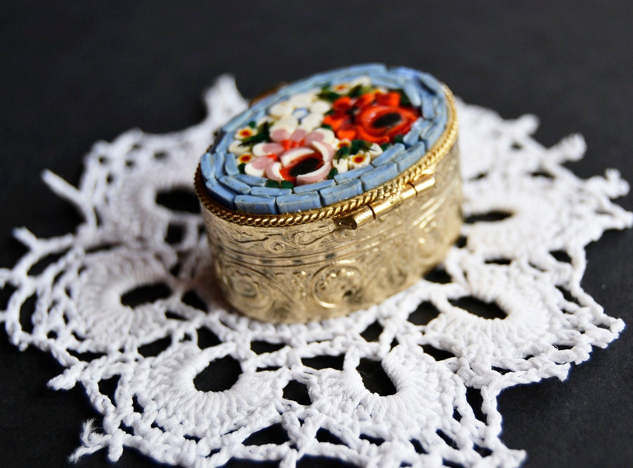 Vintage Floral Micromosaic Pill Box, Mother's Day Gift - Etsy