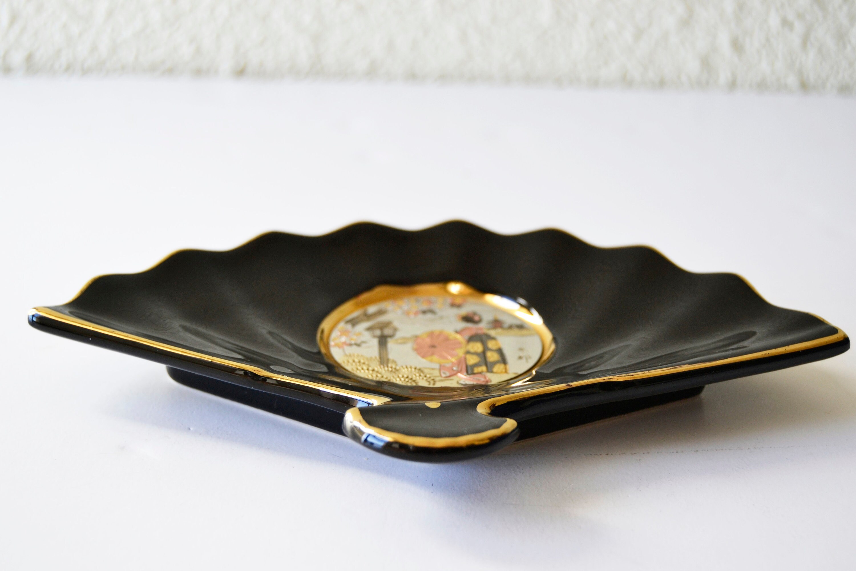 Chokin Art Fan Dish: Japanese Decorative Plate With 24K Gold - Etsy