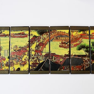 small vintage screen, Mini Divider Screen, small vintage screen, mini folding screen, Chinese screen, Asian folding desk screen, vintage