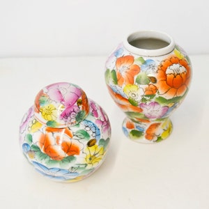 Chinese ceramics, porcelain vase, two pieces of porcelain, porcelain with flowers, Vintage Chinese ginger jar, Millefiori pattern jar with