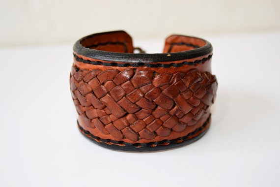 Leather Bracelet Vintage Bracelet Braided Leather Bracelet - Etsy