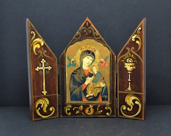 tríptico religioso vintage,decoracion religiosa,decoracion de altar,casa catolica,triptico vintage,triptico religioso,regalo religioso