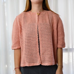 crochet jacket, short sleeve jacket, xxl jacket, handmade jacket, women's jacket, summer jacket, peach jacket, vintage jacket image 3