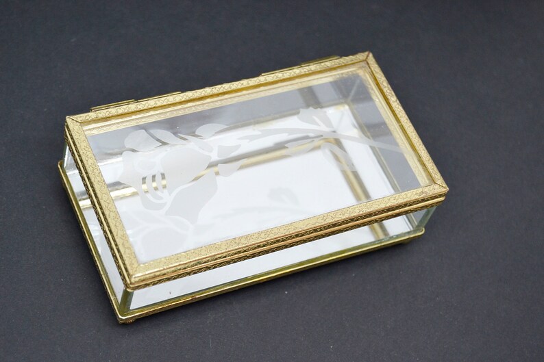 headdress detail crystal trinket box crystal jewelry box crystal chest crystal display vintage crystal box glass jewelry box