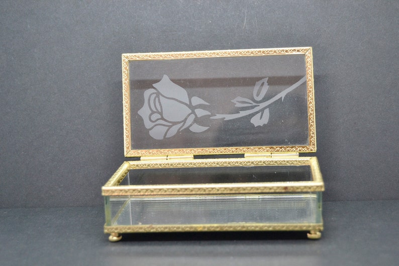 headdress detail crystal trinket box crystal jewelry box crystal chest crystal display vintage crystal box glass jewelry box