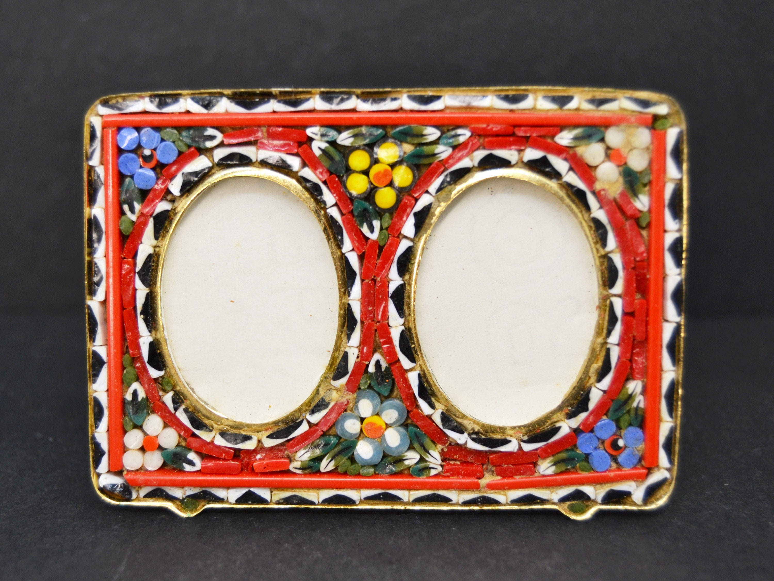 ミニフォトフレーム ミクロモザイク イタリア製 未使用 ヴィンテージ ミニフォトフレーム ミクロモザイク イタリア製 未使用