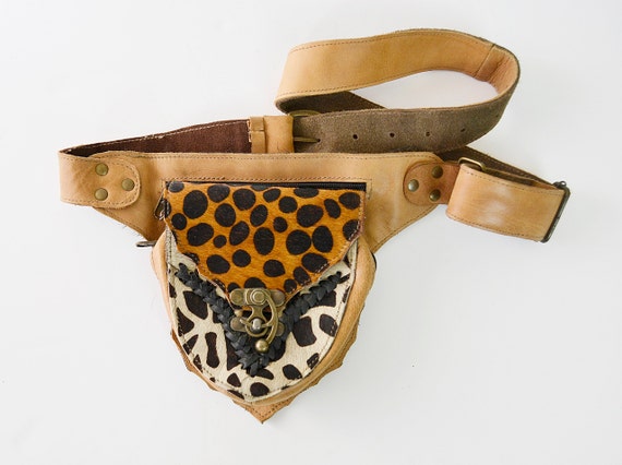 leather fanny pack, medieval fanny pack, animal pr