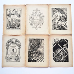 vintage book illustrations, 6 pages, black and white illustrations