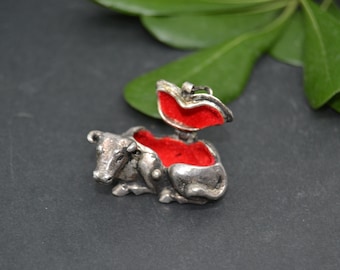 Vintage Alpaca Cow Pill Box: Collector Gift