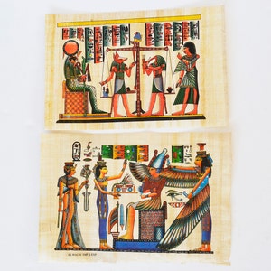 set of two egyptian papyri, egyptian decoration, egyptian papyri, frameless papyrus, papyrus, egyptian art, ancient egypt, ancient egypt,