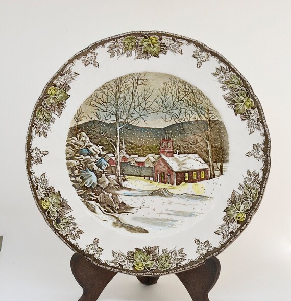the village green Johnson Bros plate porcelain plate Diameter: 25 cm 10.1 inches English Porcelaine by Johnson Brothers drawn porsela