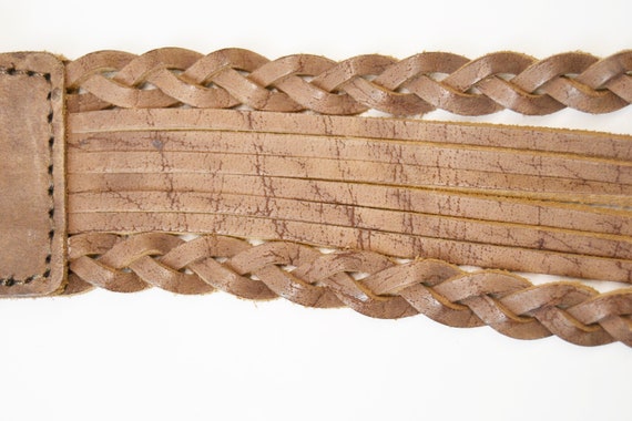 wide leather belt, vintage leather belt, braided … - image 5