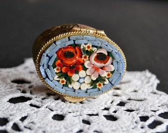 Vintage Floral Micromosaic Pill Box, Mother's Day Gift - Etsy