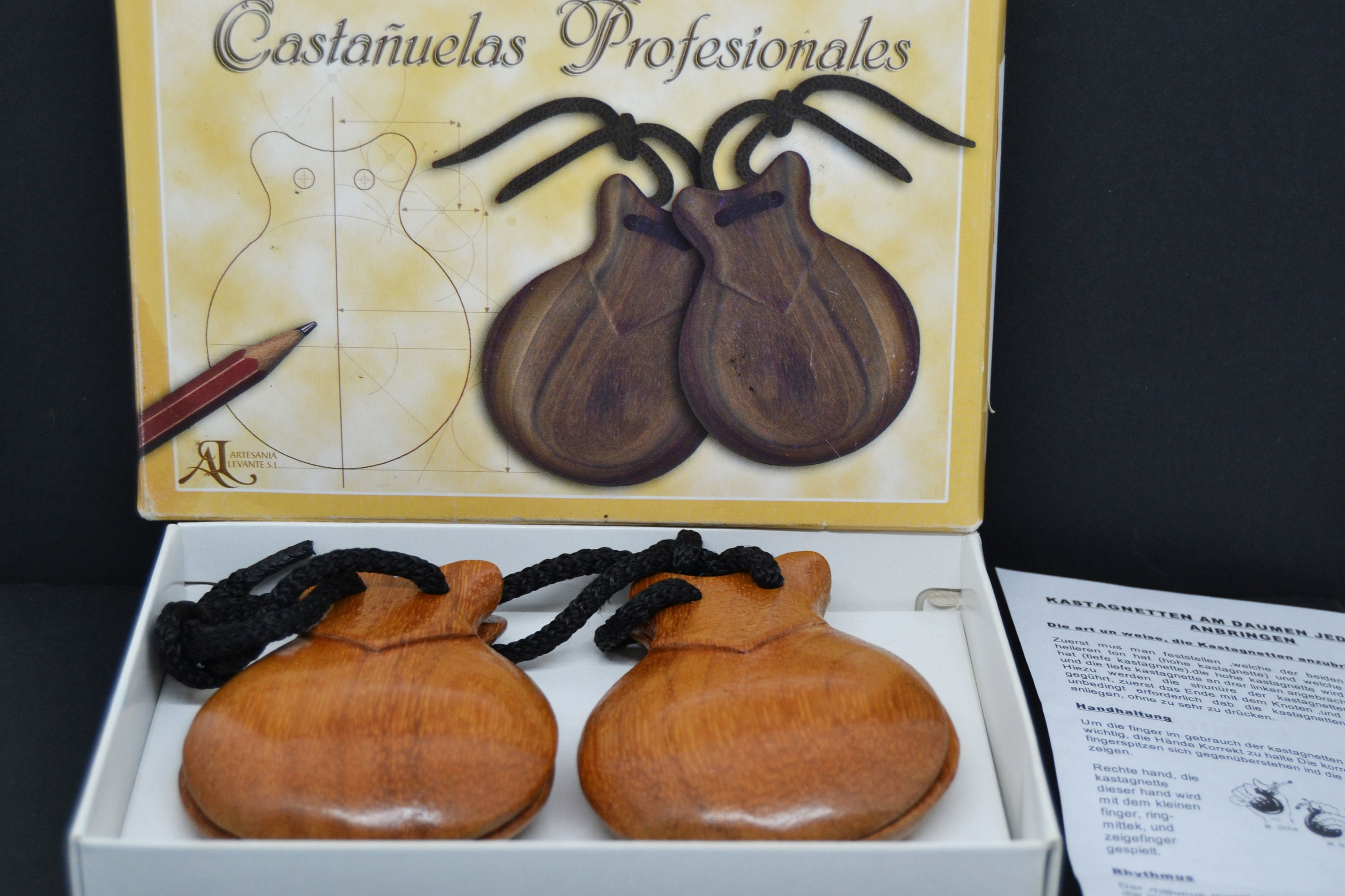 Professional Castanets, Spanish Castanets, Professional Level Castanets,  Handmade, Made in Spain, Natural Wood Color, 