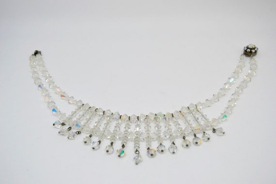 transparent beaded choker, White rainbow necklace… - image 4