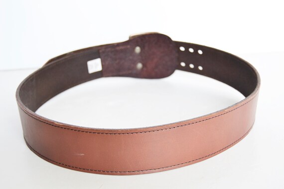 Brown leather belt, women's belt, vintage belt, b… - image 6