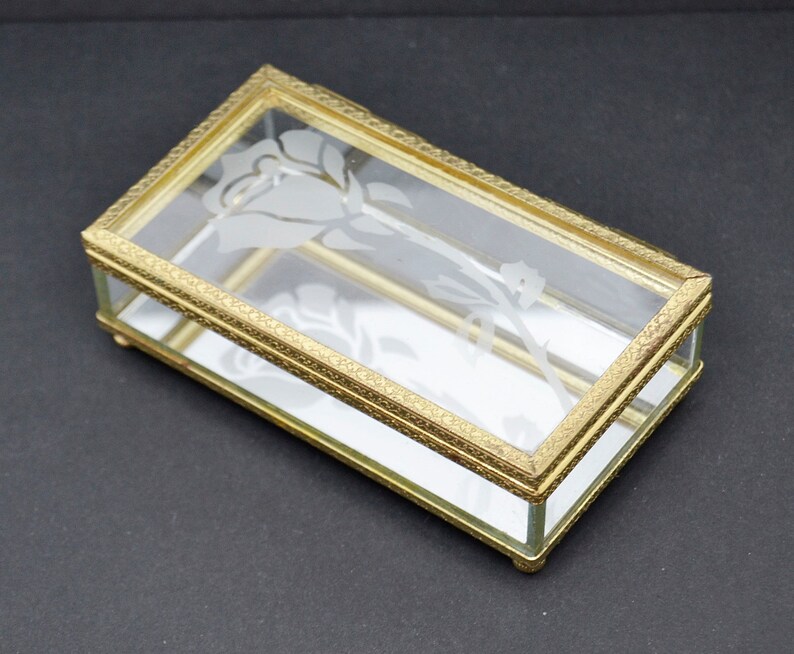 headdress detail crystal trinket box crystal jewelry box crystal chest crystal display vintage crystal box glass jewelry box