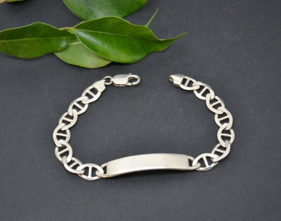 Vintage Sterling Silver ID Bracelet, 9 Inch Mariner Chain - Etsy