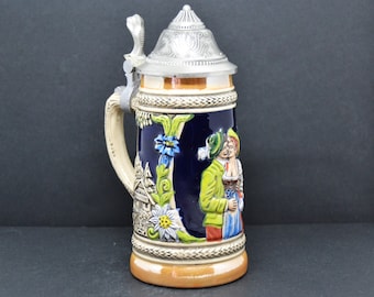 ヴィンテージ ゲルツ ビールジョッキ（蓋付き） - ドイツ土産