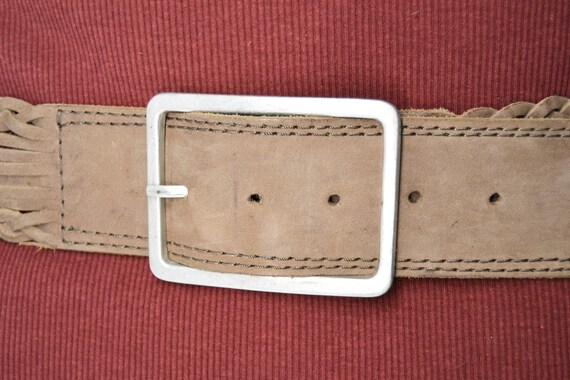 wide leather belt, vintage leather belt, braided … - image 3
