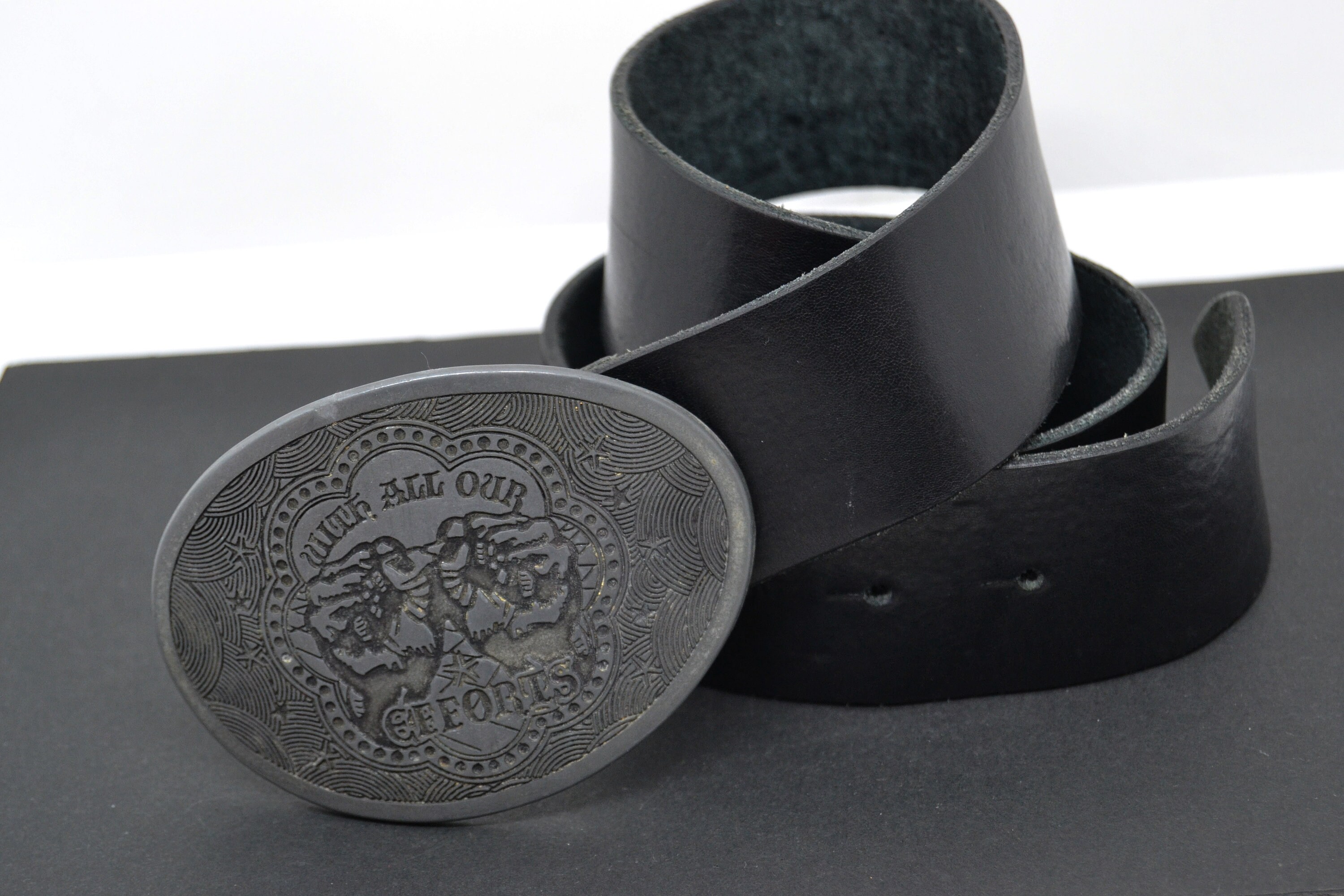 Boucle ceinture cuir qualité effet argent vieilli noirci aspect ancien