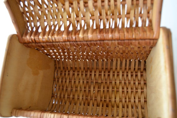 straw bag Wicker bag, wooden bag, straw bag, retr… - image 9