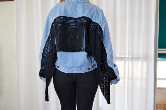 Fringed Denim Jacket, Fringe Denim Jacket, Denim … - image 2