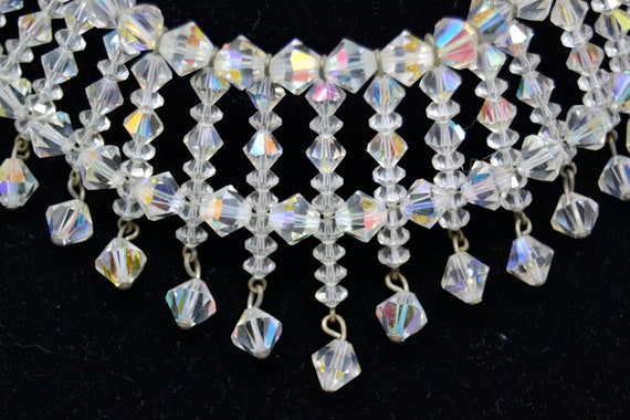 transparent beaded choker, White rainbow necklace… - image 2
