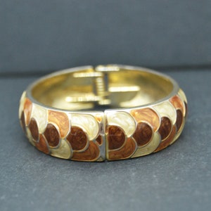 Vintage Emaille Schlangen-Skala-Armband - Gold Ton Schmuck