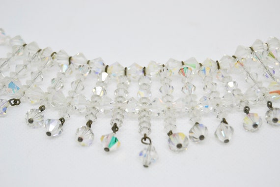 transparent beaded choker, White rainbow necklace… - image 5