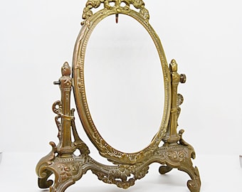Antique Large Oval Brass Table Frame, Victorian Swivel Frame