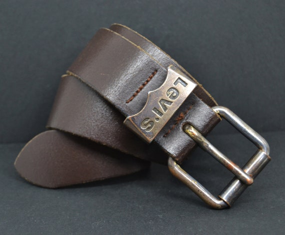 Vintage Levis Brown Leather Belt - Etsy