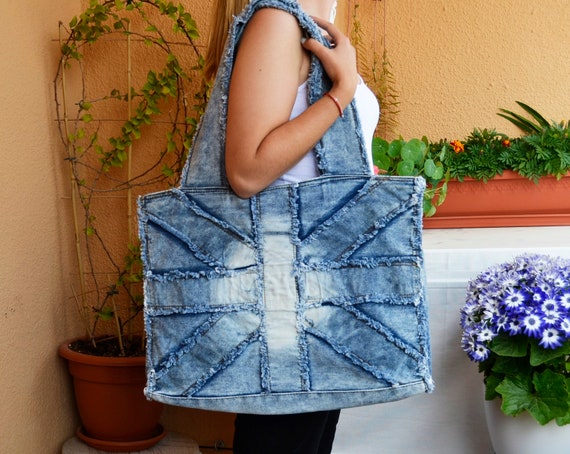 Large Denim Tote Bag FREE sewing pattern - Sew Modern Bags