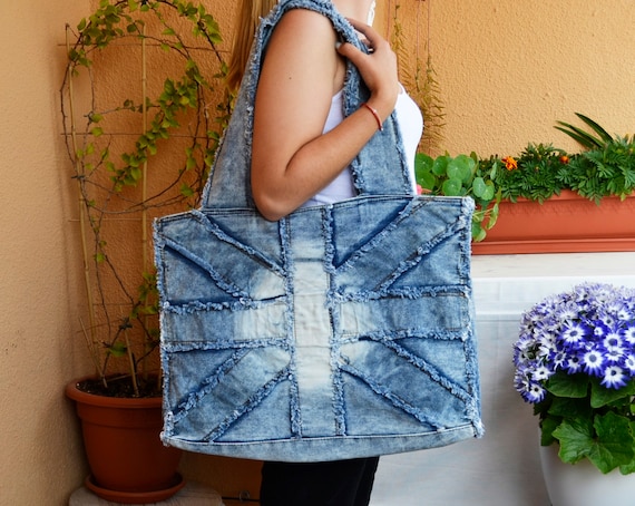 Large Denim Tote Bag FREE sewing pattern - Sew Modern Bags