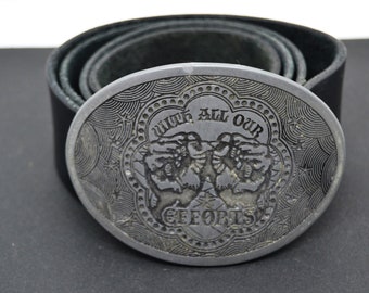 Women's Vintage Wide Leather Belt Black With Eyelet Holes