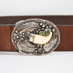 massimo dutti vintage brown leather belt with silver buckle size 75/80
