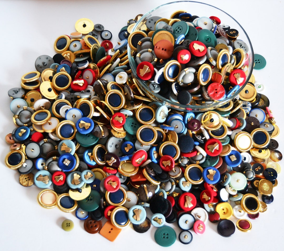 Lot De 6 Gros Boutons Vintage Vert Dégradé - Travail Artisanal, Trous 2,8 Cm - Occasion - Réf 1070
