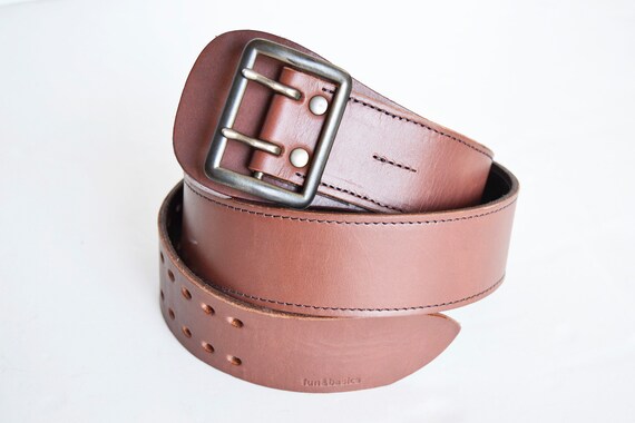 Brown leather belt, women's belt, vintage belt, b… - image 3