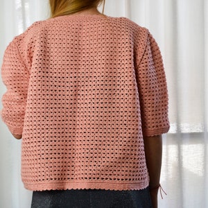 crochet jacket, short sleeve jacket, xxl jacket, handmade jacket, women's jacket, summer jacket, peach jacket, vintage jacket image 6