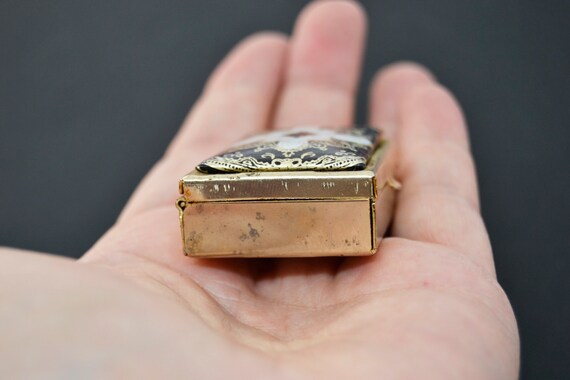 vintage rectangular pillbox decorated with leather - image 7